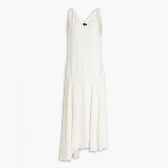 Theory Ivory Asymmetric V Neck long Dress - Picture 8 of 9